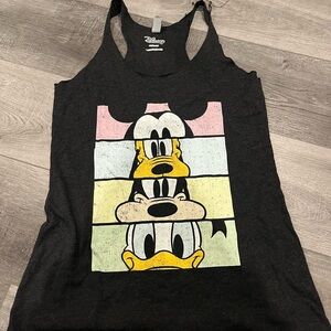 Disney Black Tank Top with Goofy and Pluto Design